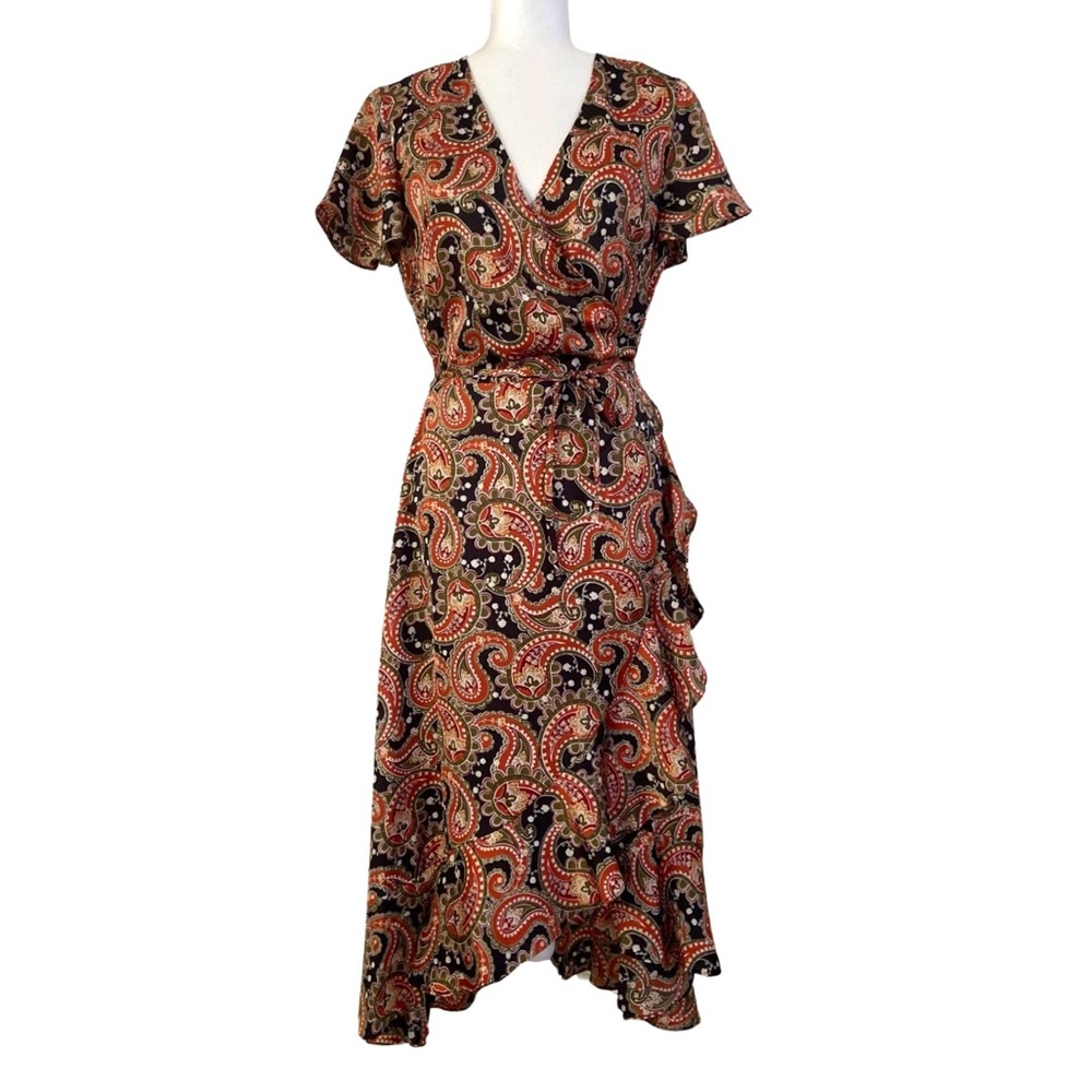 Vintage Laundry by Shelli Segal | Moody Paisley Print Ruffled Wrap Skirt